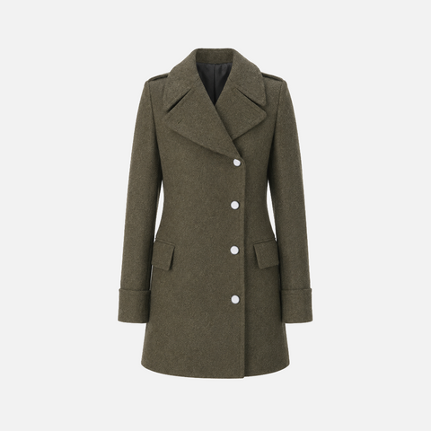 Olive Asymmetric Wool Coat