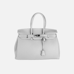Structured Turn-Lock Leather Tote