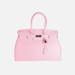 Structured Turn-Lock Leather Tote