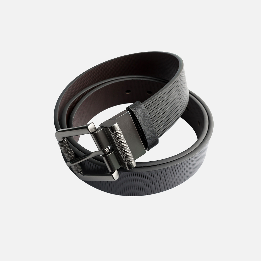 Textured Black Leather Belt