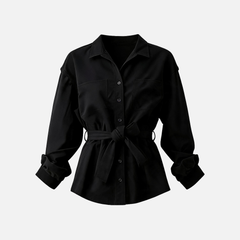 Midnight Elegance Belted Blouse