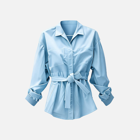 Sky Mist Belted Blouse