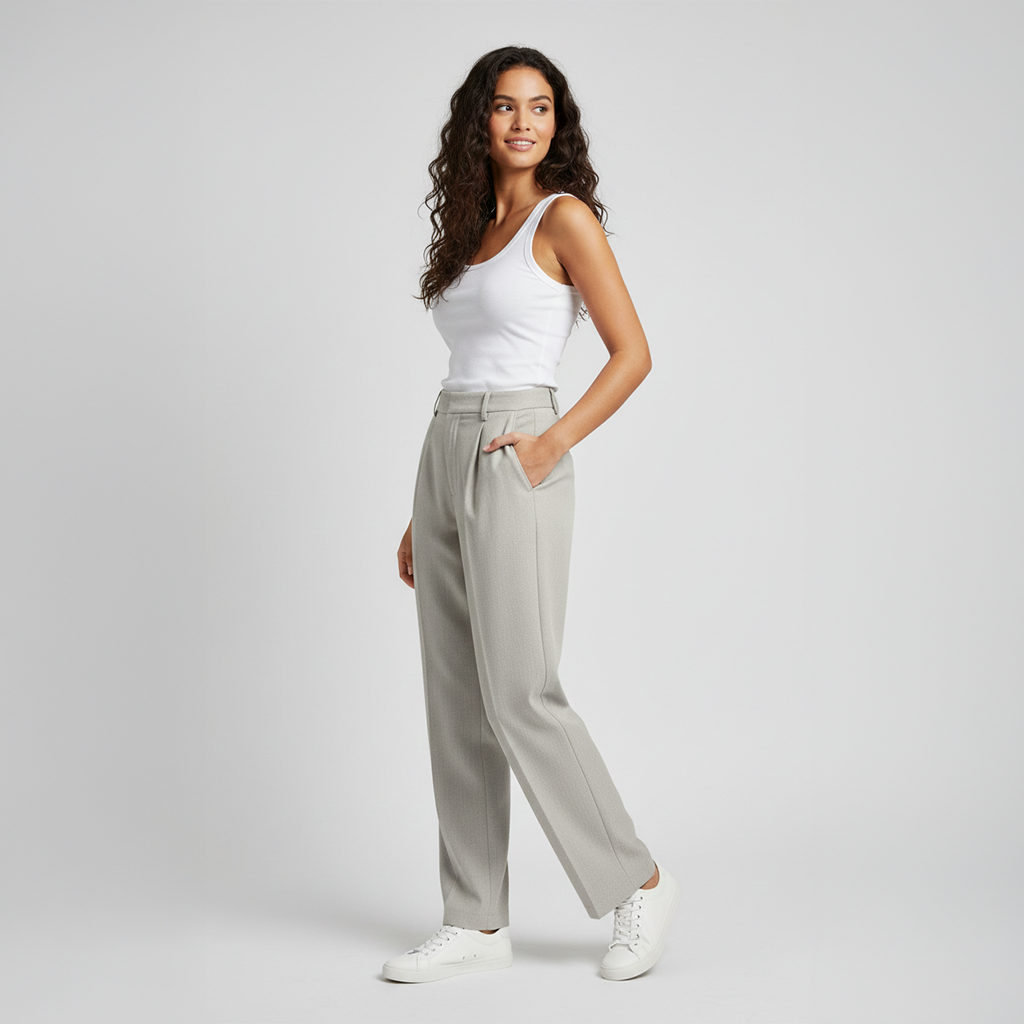 Tailored Pleated Trousers – Stone