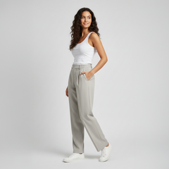 Tailored Pleated Trousers – Stone