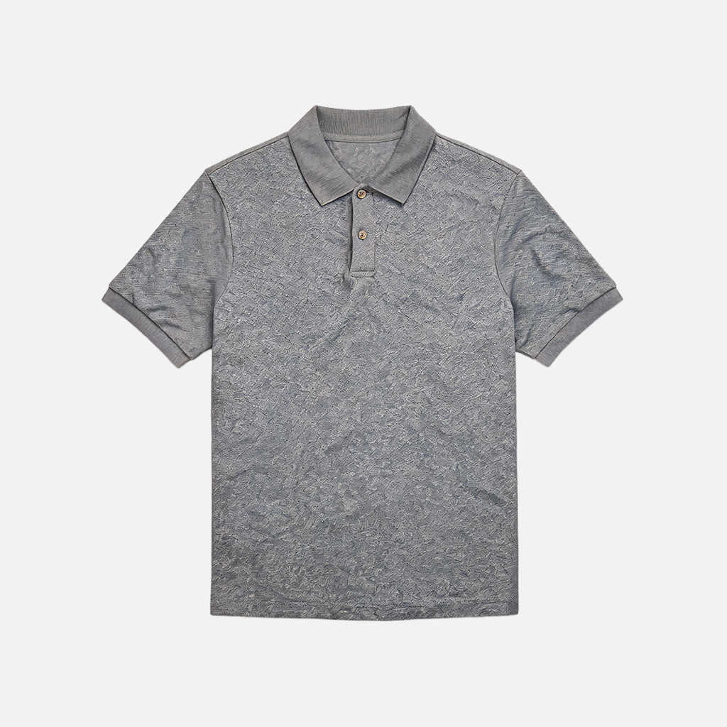 Silver Grey Jacquard Polo Shirt