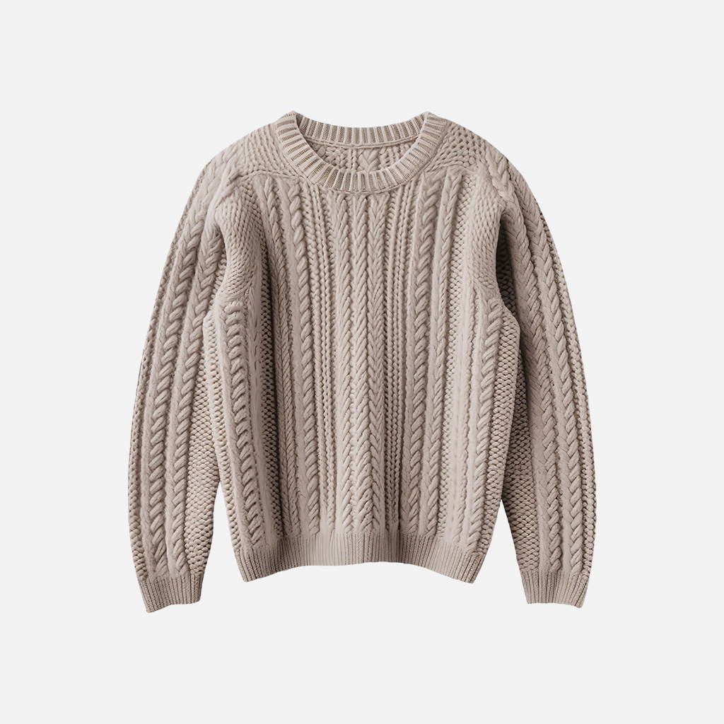 Textured Cable Pullover – Stone Beige