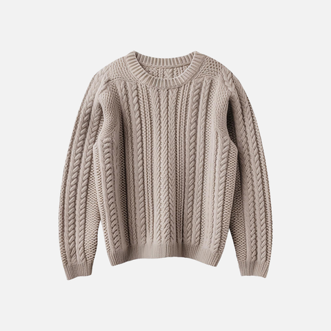 Textured Cable Pullover – Stone Beige