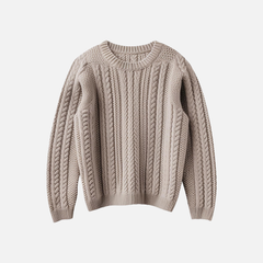 Textured Cable Pullover – Stone Beige