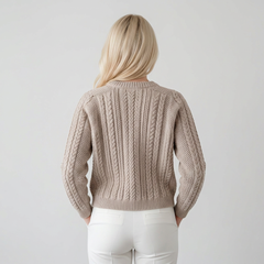 Textured Cable Pullover – Stone Beige