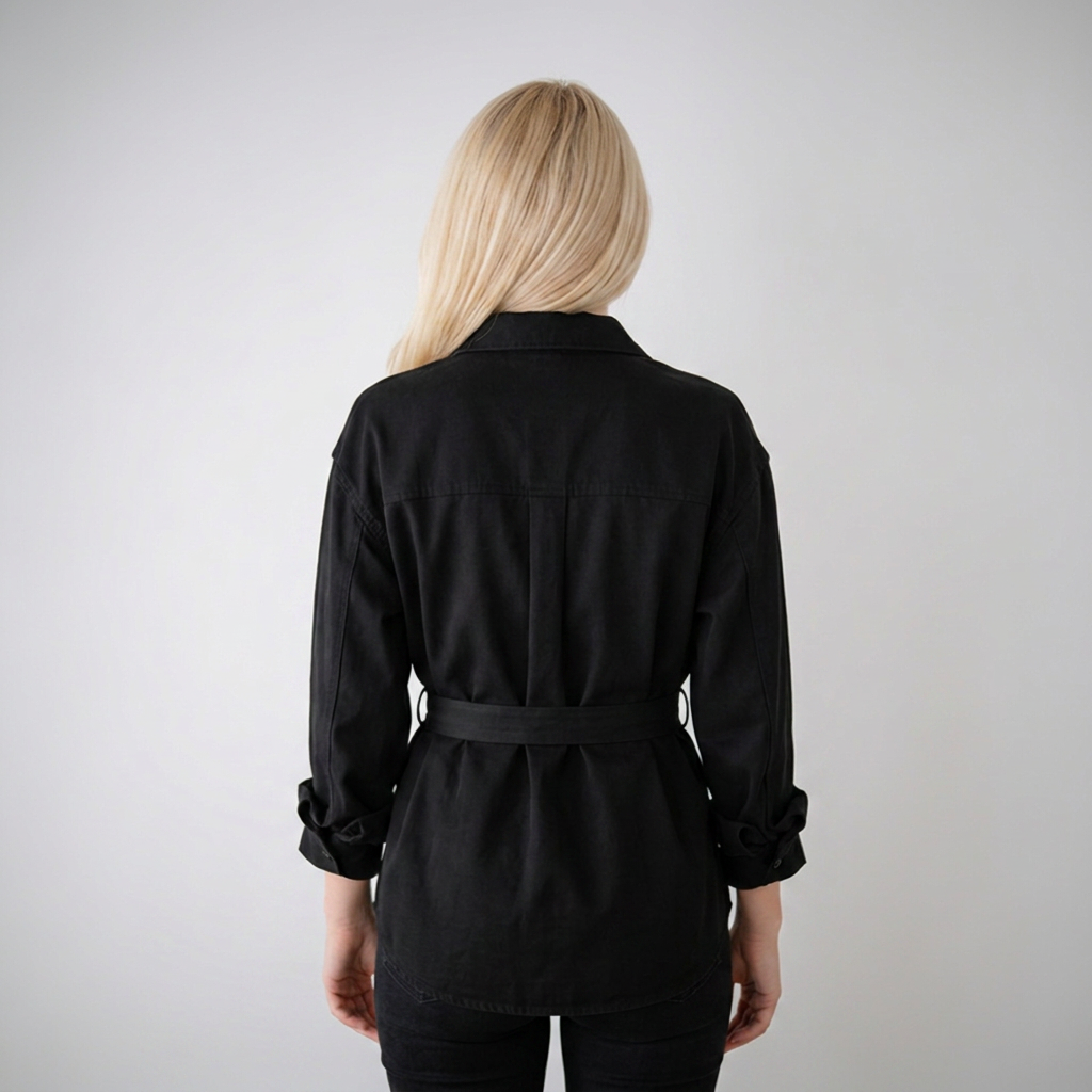 Midnight Elegance Belted Blouse
