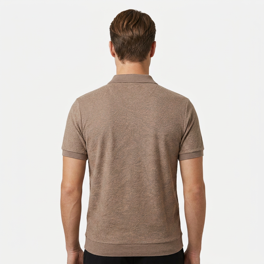 Taupe Textured Polo Shirt