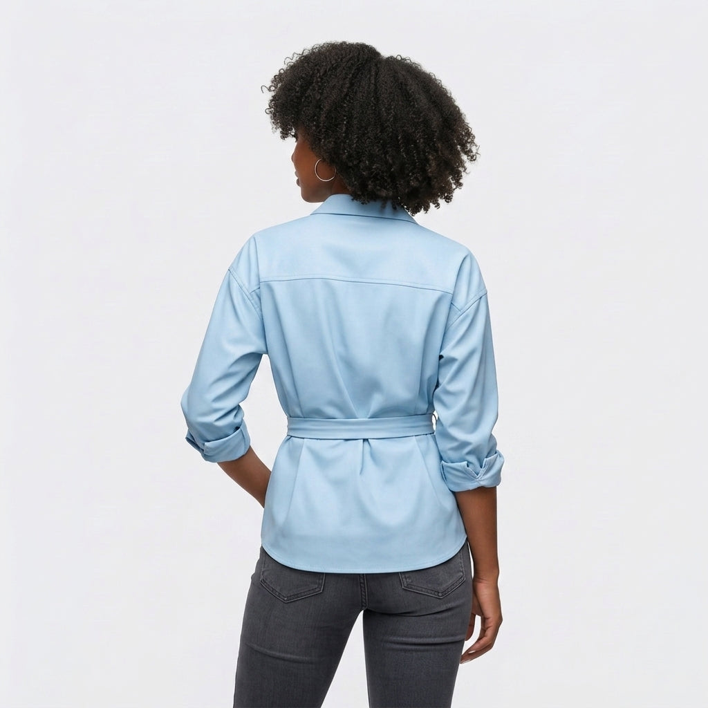 Sky Mist Belted Blouse