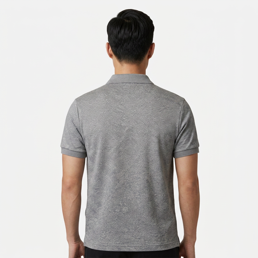 Silver Grey Jacquard Polo Shirt