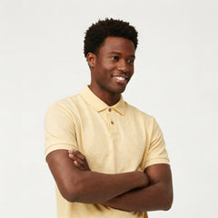 Butter Yellow Textured Polo Shirt