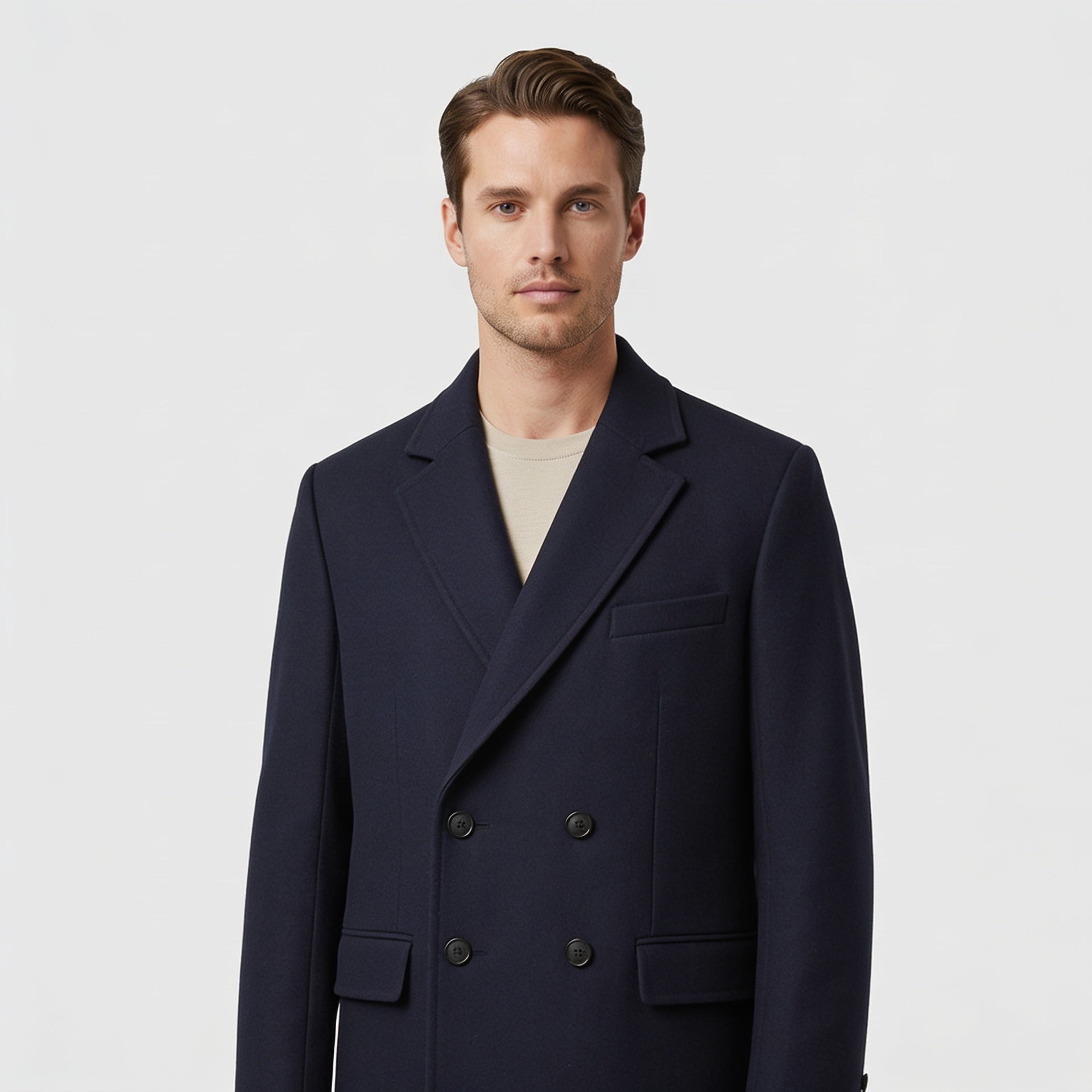 Midnight Double-Breasted Overcoat
