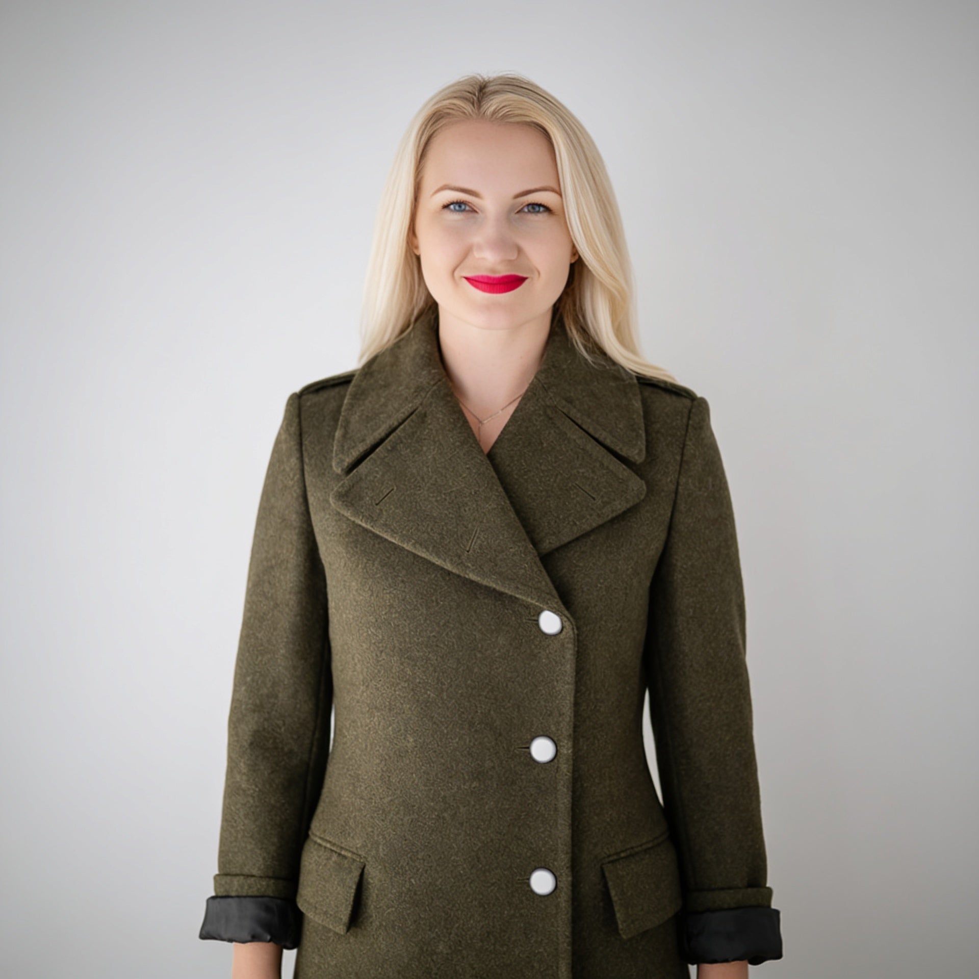 Olive Asymmetric Wool Coat