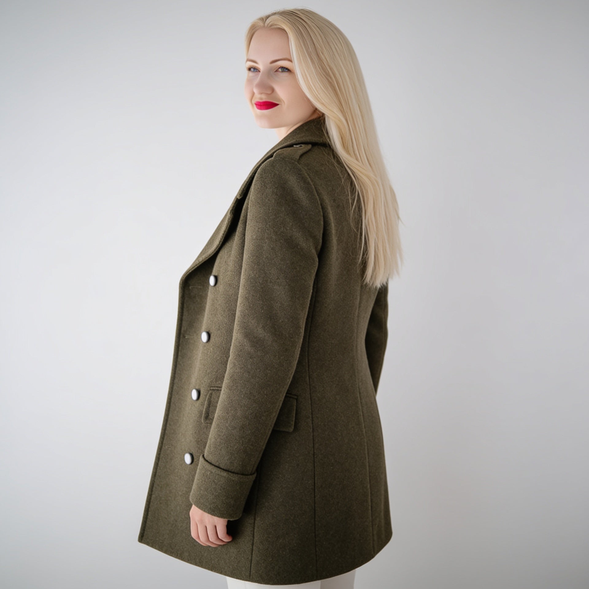 Olive Asymmetric Wool Coat