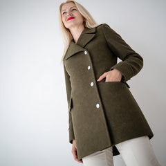 Olive Asymmetric Wool Coat