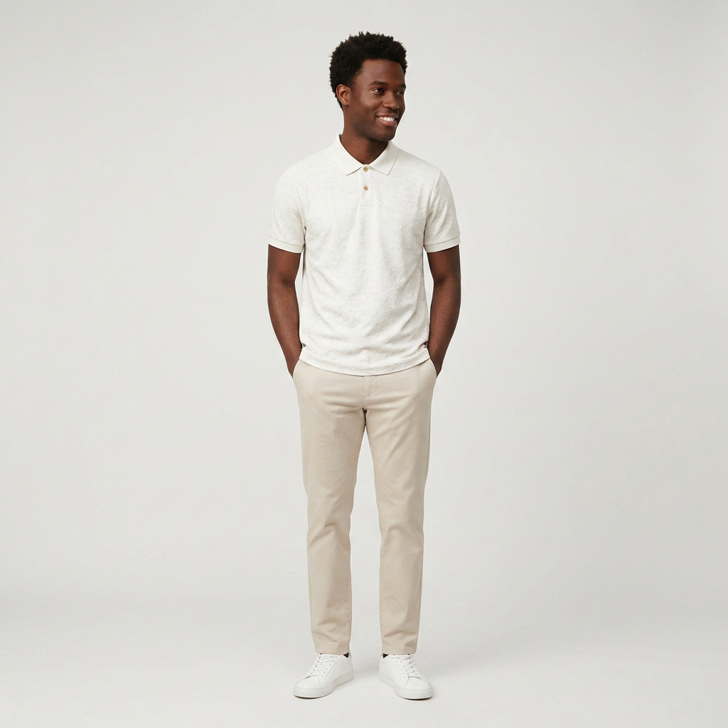 Ivory Jacquard Polo Shirt