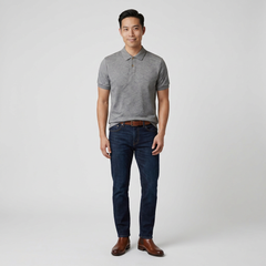 Silver Grey Jacquard Polo Shirt