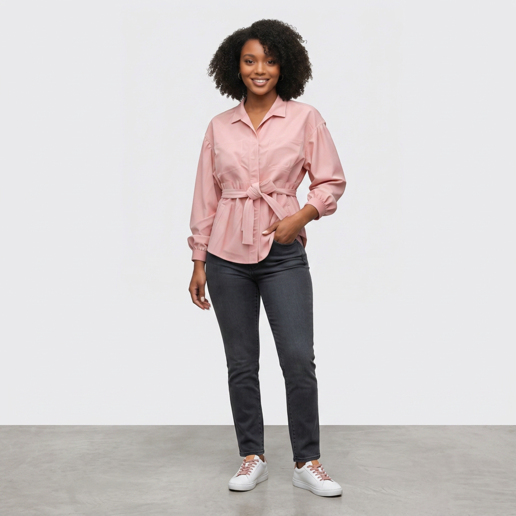Blush Rose Belted Blouse