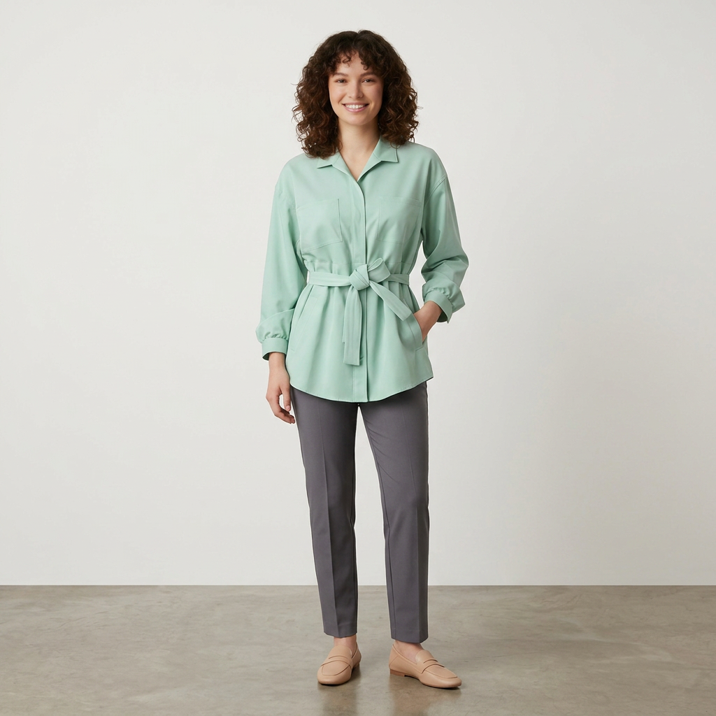 Sage Breeze Belted Blouse