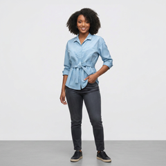 Sky Mist Belted Blouse