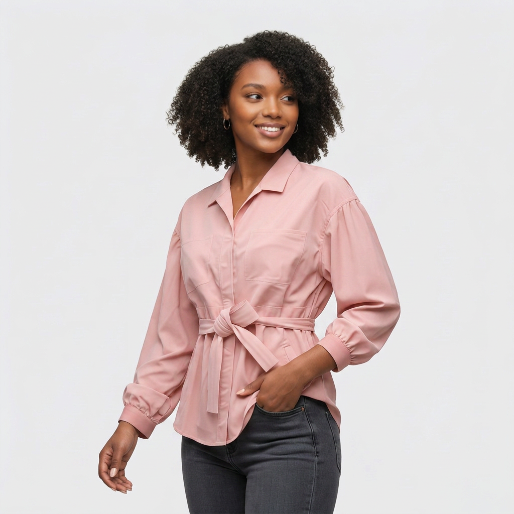 Blush Rose Belted Blouse
