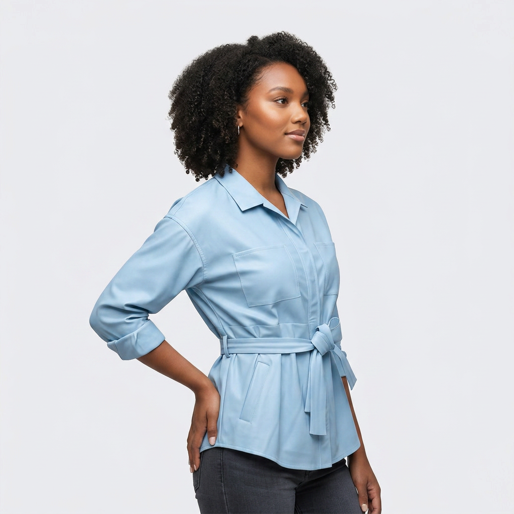 Sky Mist Belted Blouse