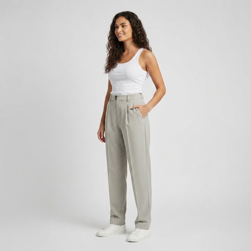 Tailored Pleated Trousers – Stone