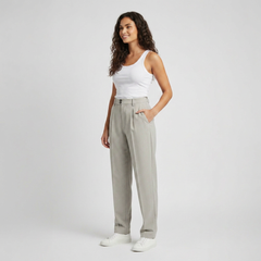 Tailored Pleated Trousers – Stone