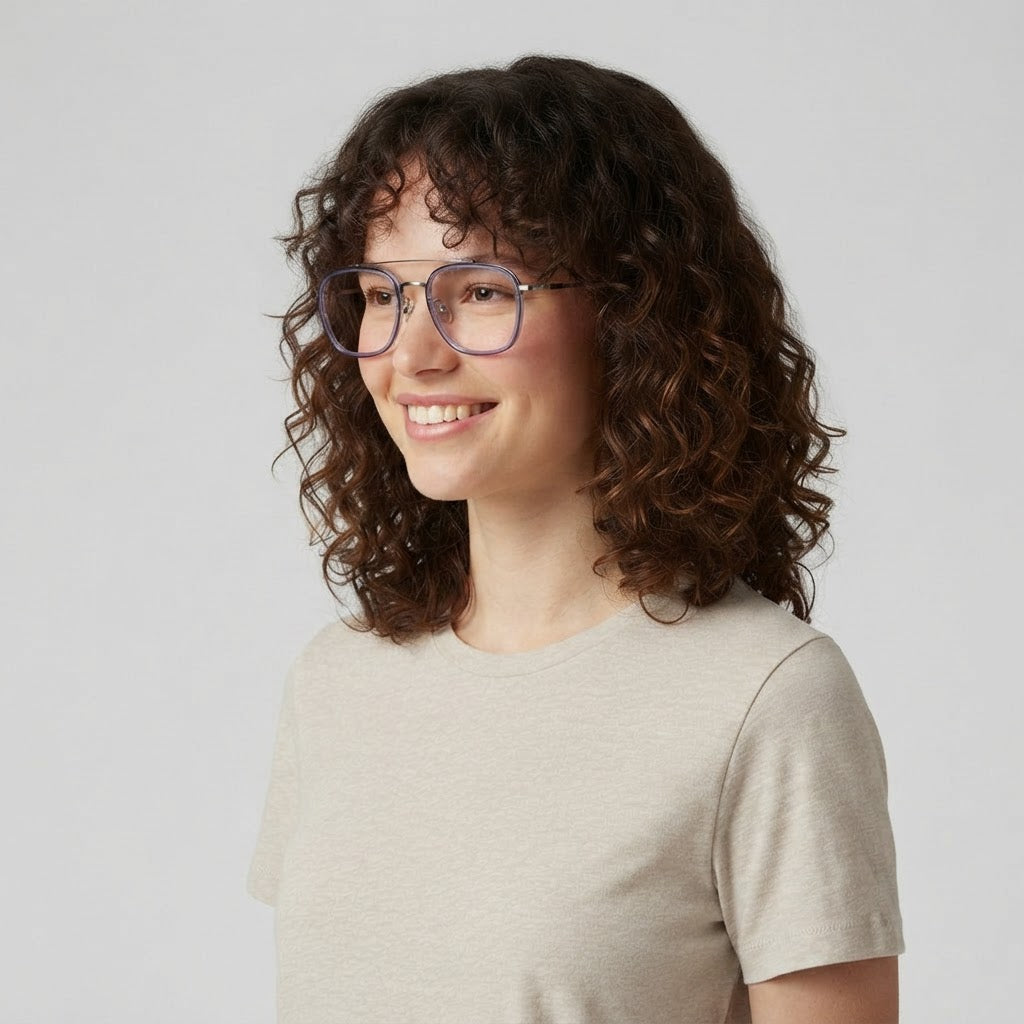 Silver Round Aviator Optical Frame