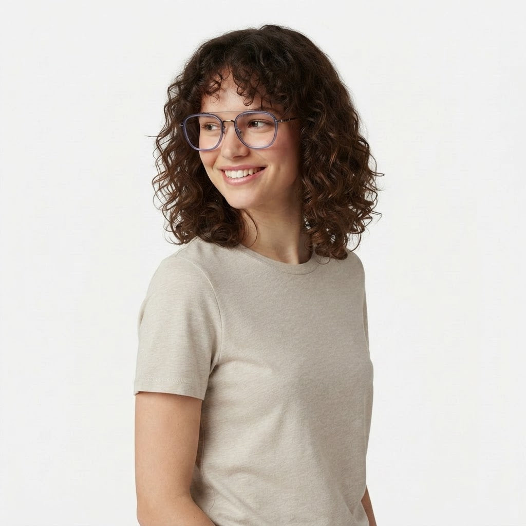 Silver Round Aviator Optical Frame